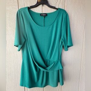 Eloquii Teal Draped Pendulum Women's Blouse. Emerald Green. Size 18.